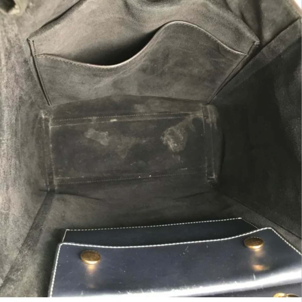 Mulberry Blue Leather Tote Bag with Gold Accents - Picture 2 of 11